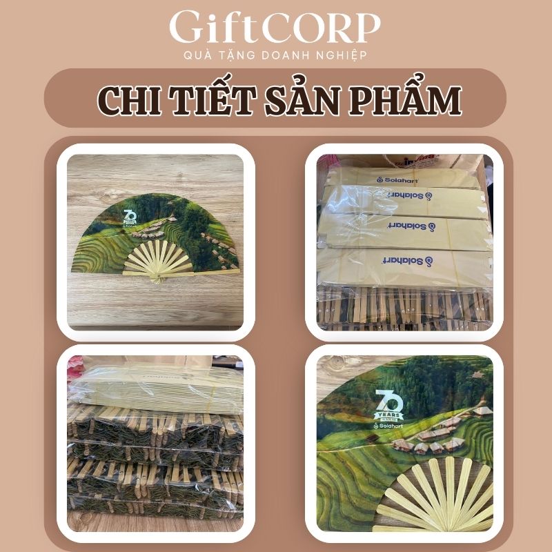 Cận cảnh quạt nan tre được sản xuất tại GiftCorp