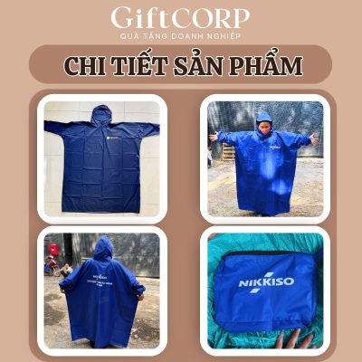 Hình ảnh thực tế mặt trước, mặt sau và túi đựng áo mưa