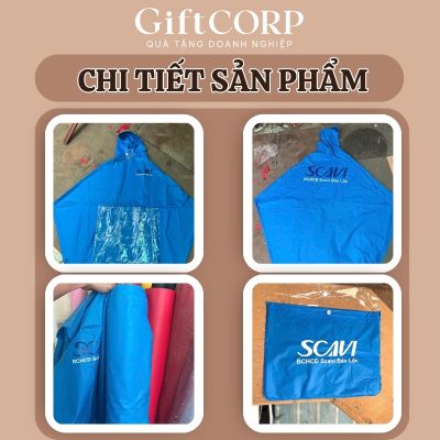 Hình ảnh thực tế mặt trước, mặt sau và túi đựng áo mưa