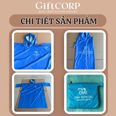 Cận cảnh chất vải và túi đựng áo mưa kèm theo