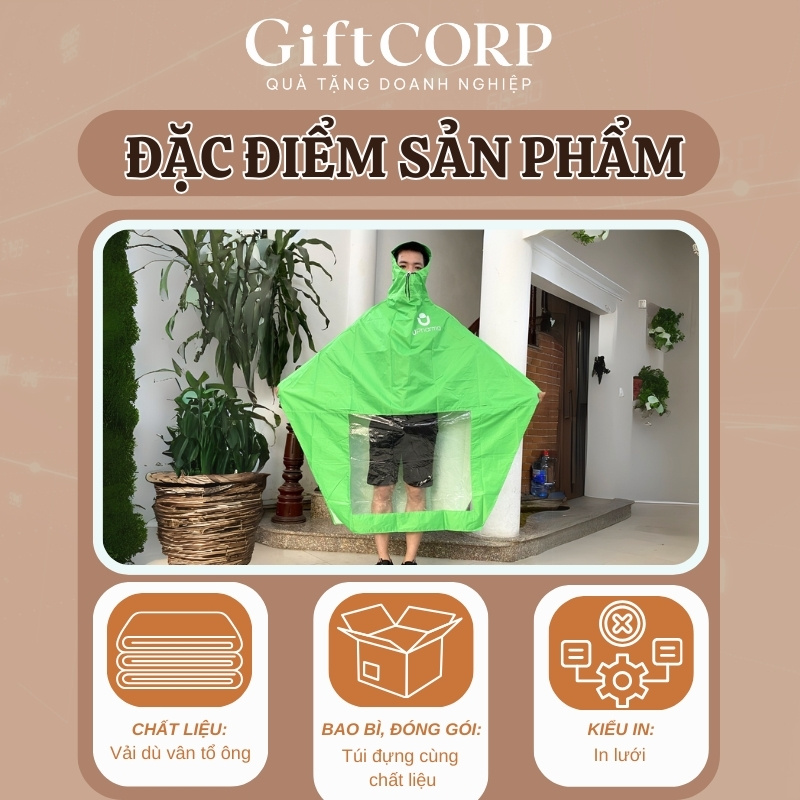 Đặc điểm chi tiết sản phẩm áo mưa in logo