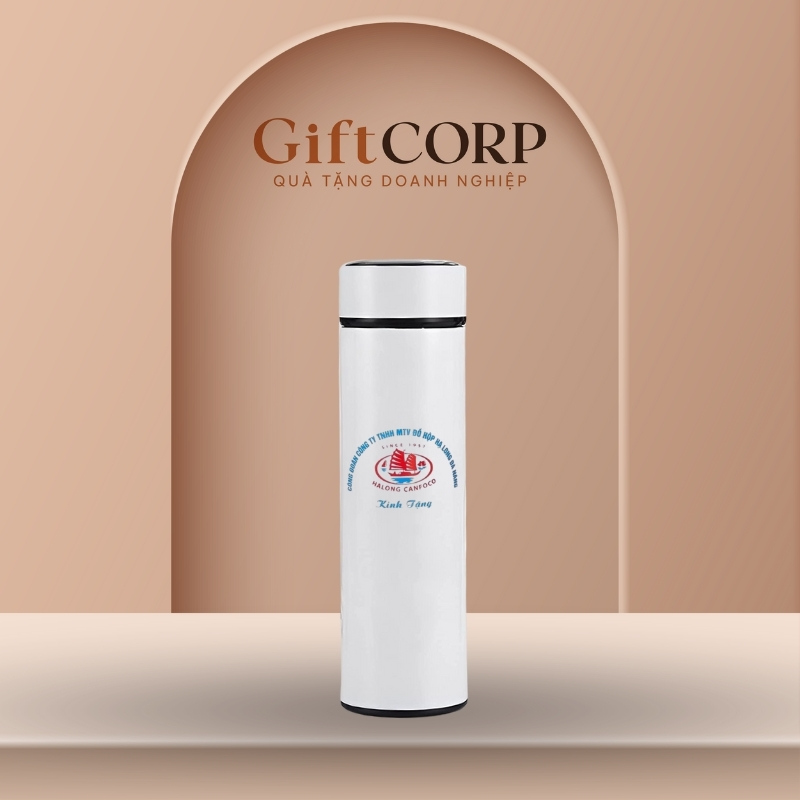 Bình giữ nhiệt quà tặng in logo dung tích 500ml màu trắng BGN-04