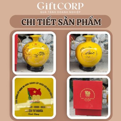 Cận cảnh logo và hoa văn trên mặt bình