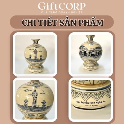 Cận cảnh hao văn vẽ tay trên bề mặt bình