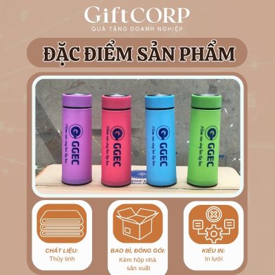 Thông tin cụ thể bình nước thủy tinh in logo