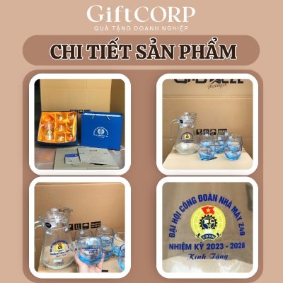 Hình ảnh thực tế logo in lưới trên sản phẩm và hộp quà lót lụa kèm theo