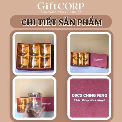 Hình chụp chi tiết bộ ly in logo