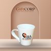 Cốc sứ quà tặng in logo quai xoắn màu trắng LS-06