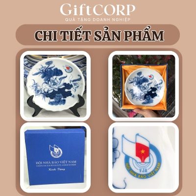 Hình ảnh chi tiết đĩa biểu trưng kèm hộp quà lót lụa