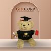 Gấu bông quà tặng in logo màu nâu áo đen 30cm GB-04
