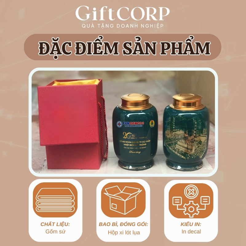 Thông tin cụ thể hũ đựng trà quà tặng in logo