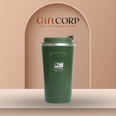 Ly giữ nhiệt quà tặng in logo màu xanh rêu dung tích 510ml LGN-02