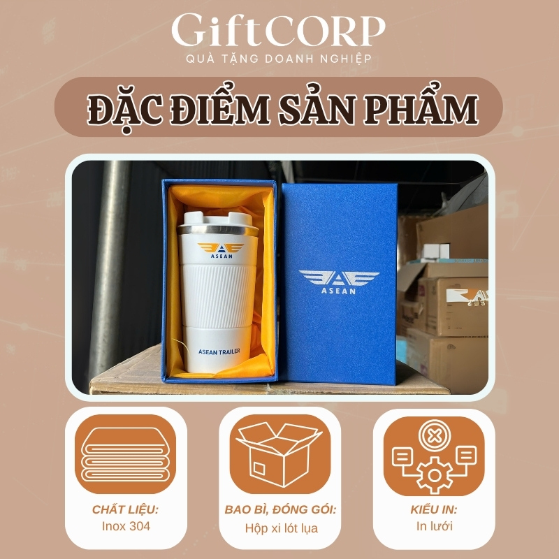 Điểm nhấn sản phẩm ly giữ nhiệt in logo