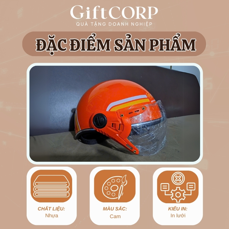 Thông số sản phẩm mũ bảo hiểm in logo