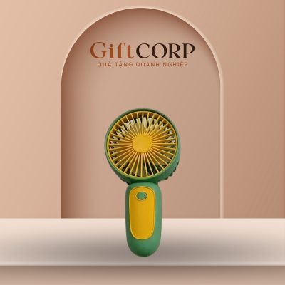 Quạt điện cầm tay quà tặng in logo có dây đeo cao 14cm QĐCT-04