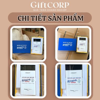 Cận cảnh logo in sắc nét trên sạc dự phòng