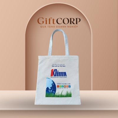 Túi vải canvas quà tặng in logo màu trắng kích thước 35x37cm TV-02