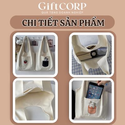 Hình ảnh thực tế các chi tiết của túi vải quà tặng