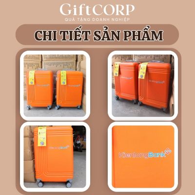 Cận cảnh màu sắc và logo in nổi bật trên vali