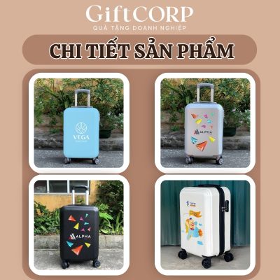 Hình ảnh thực tế các màu của vali in logo