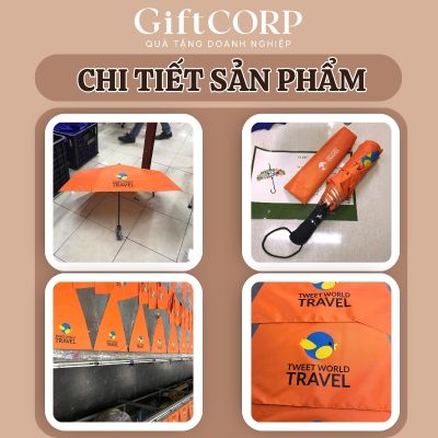 Chi tiết chất vải và logo in trên dù