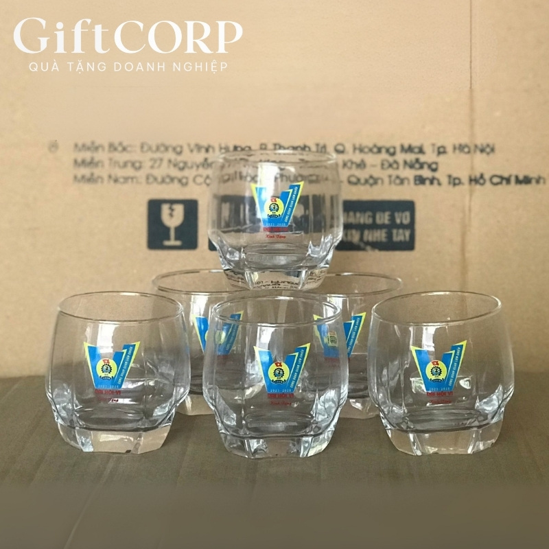 Bộ cốc thủy tinh quà tặng in logo
