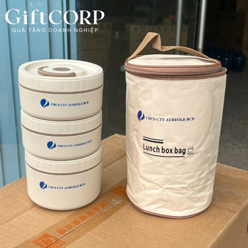 Quà tặng bộ hộp cơm văn phòng in logo