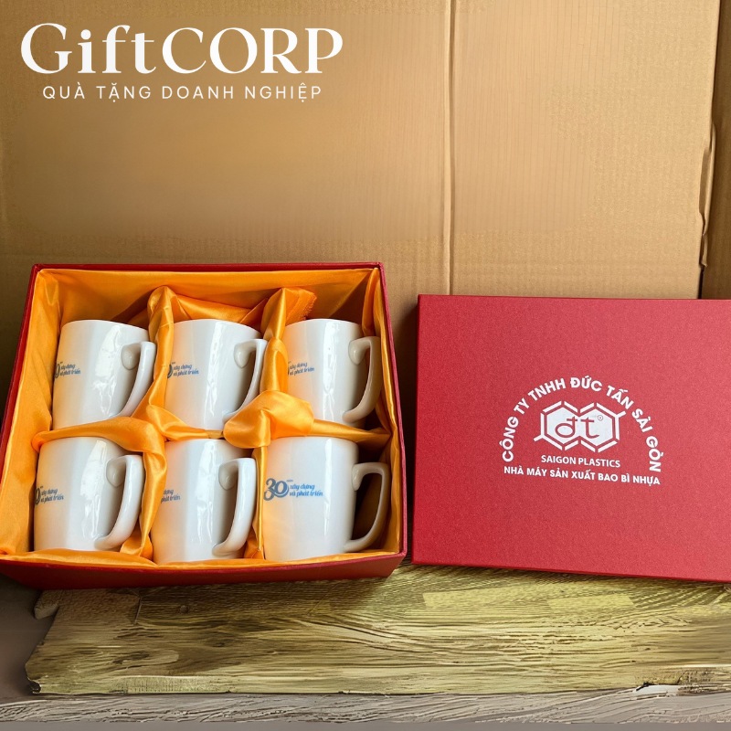 Bộ cốc sứ in logo quà tặng