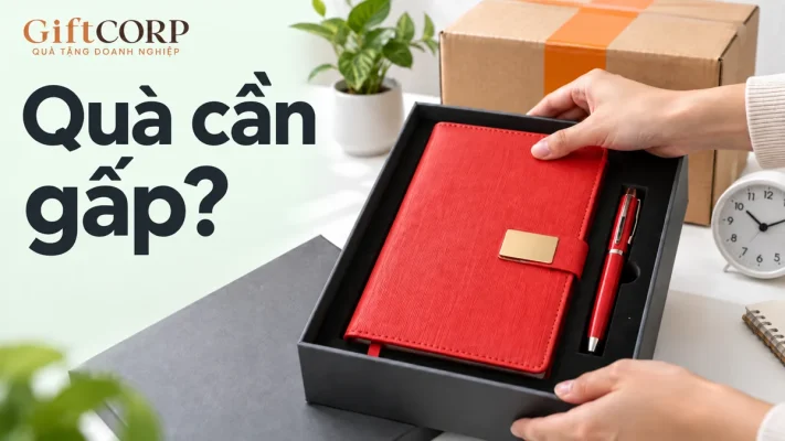 Cảnh dựng tay đặt sổ đỏ trong hộp, kiện carton và đồng hồ cạnh chữ Quà cần gấp